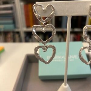 Silver Heart Drop Earrings